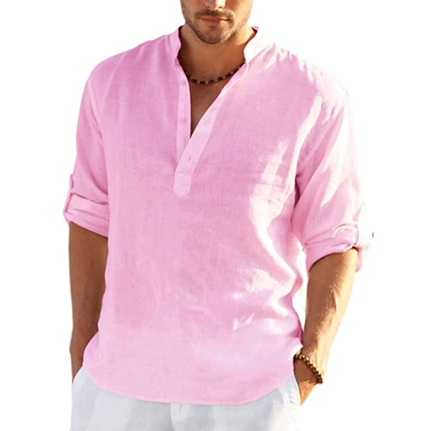 ¡12 colores! nueva camisa de manga larga de lino para hombre, camisas informales de lino y algodón de Color sólido, camisetas hawaianas de S-5XL Deng Xun unisex