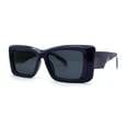 thumbnail image 2 of Womens Diamond Cut Beveled Mod Plastic Rectangle Sunglasses Navy Black, 2 of 4