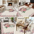 thumbnail image 5 of Large Area Rugs for Living Room Bedroom, Easter Bunny Roses 8'x10' Rug Washable Carpet Runner Indoor Outdoor, Pink Floral Spring Linen Non Slip Floor Mats Rug for Kitchen, Patio, 5 of 8