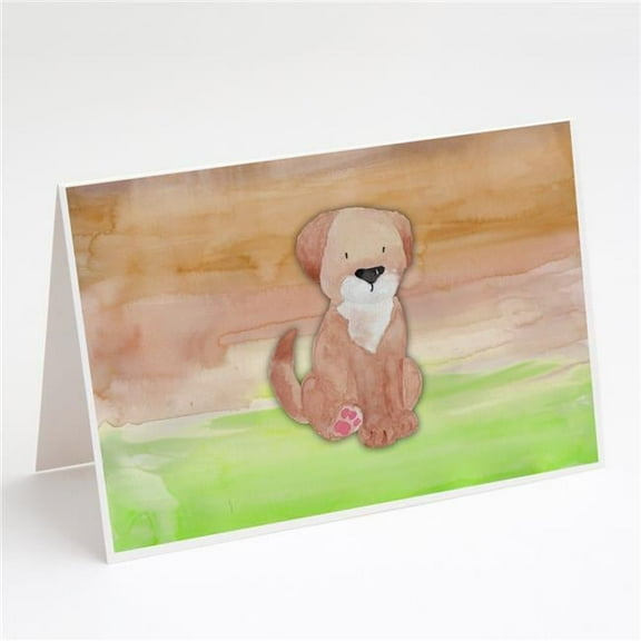 Dog Green & Brown Watercolor Greeting Cards & Envelopes - Pack of 8