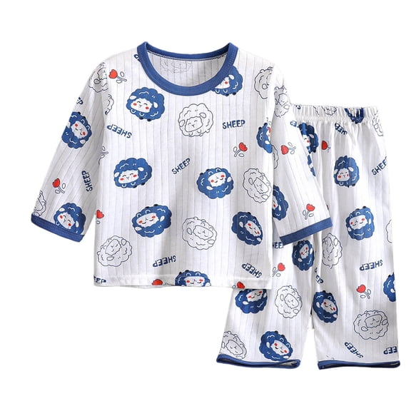 Ulanda Kids Boys' Pajama Set Nightgown Bedgown Fashion Sleepcoat Nighty Girl's Clothing Cute Cartoon 3-8Years (Blue, 12-18 Months)
