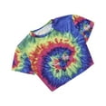 thumbnail image 3 of KOMOO Women Tie Dye Crop Tops Summer Short Sleeve Casual T-shirt Round Neck Short Tops Streetwear, 3 of 10