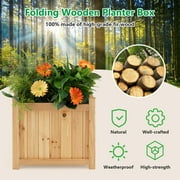 Costway 15 Wooden Planter Box Elevated Outdoor Folding Planter with Removable Bottom