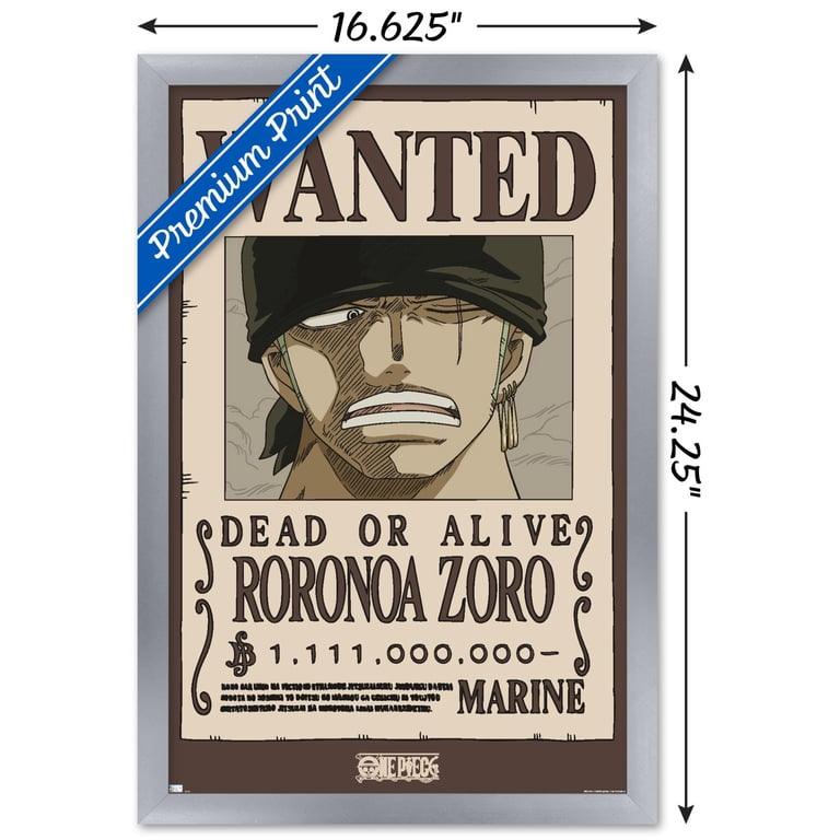 One Piece - Roronoa Zoro Wanted Poster Wall Poster, 14.725