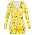 thumbnail image 1 of Justaucorps à Manches Longues pour Femmes, Mode, Col en V, Imprimé Floral, Combinaison à Manches Longues, Vêtement de Nuit, Justaucorps, 1 of 1