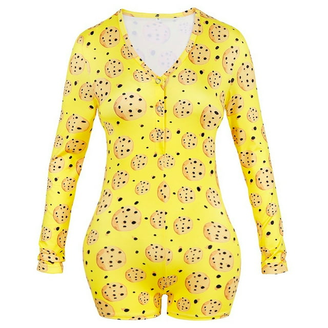 Justaucorps à Manches Longues pour Femmes, Mode, Col en V, Imprimé Floral, Combinaison à Manches Longues, Vêtement de Nuit, Justaucorps
