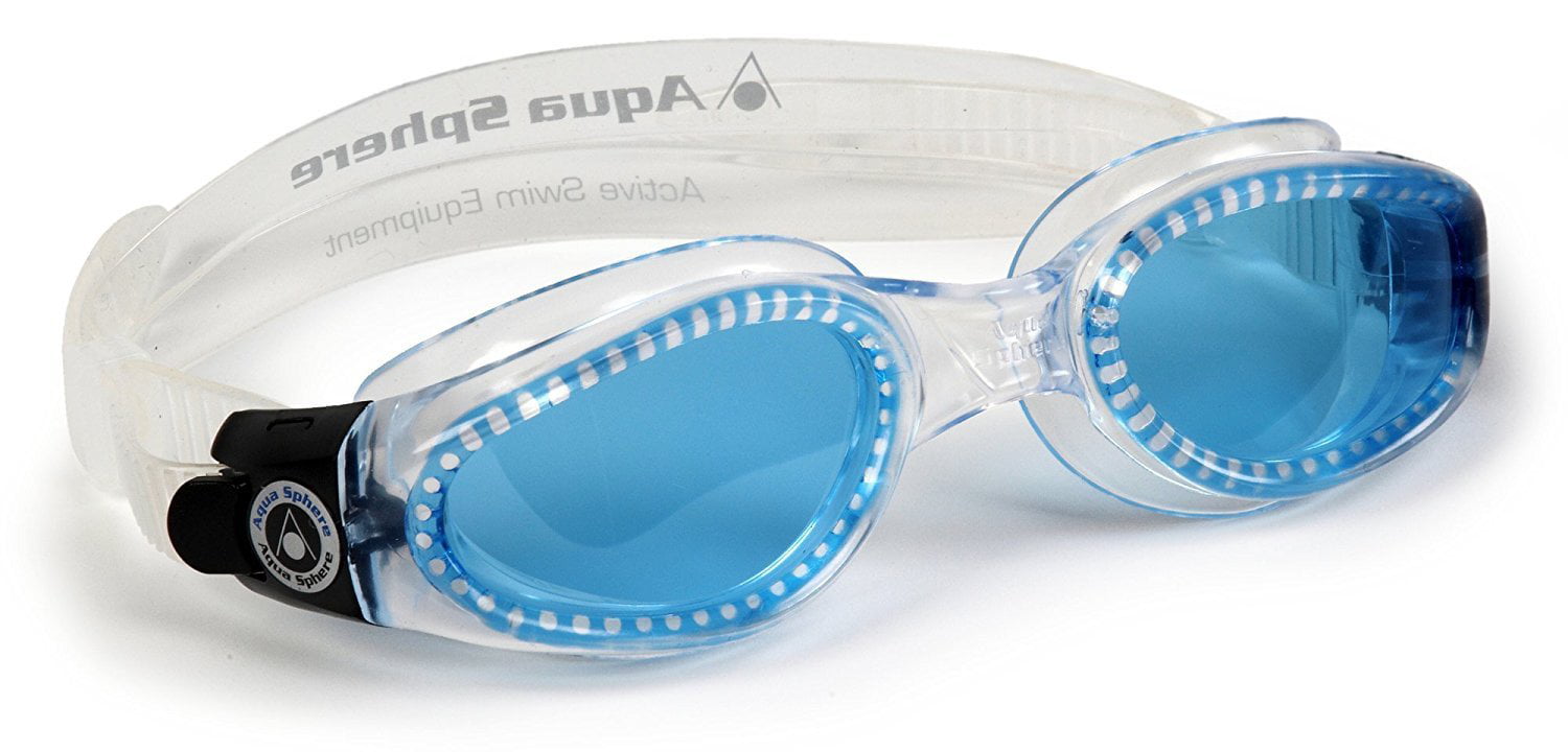 Aqua Sphere Kaiman Swim Goggle~Small Blue Lens/Transparent Frame~Made in Italy 