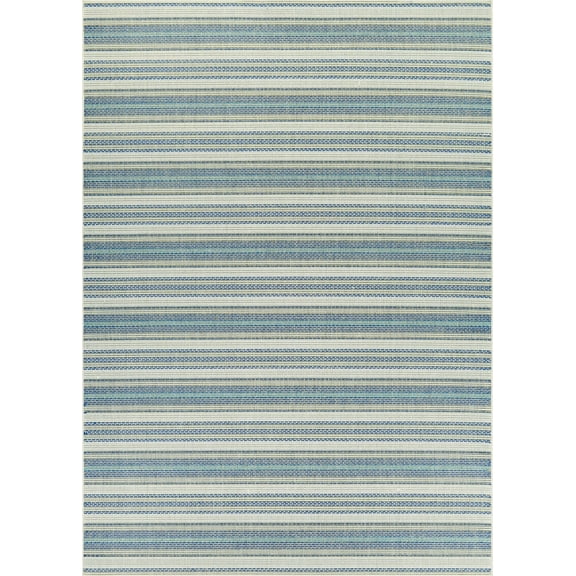 Couristan 2' x 3.5' Ivory and Blue Geometric Rectangular Outdoor Area Throw Rug