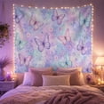 thumbnail image 2 of Pastel Butterflies Flying Over Lavender Aqua Watercolor, Dreamy Botanical Fantasy for Boho Decor Lovers, Botanical Wall Art, Mother's Day Gift Tapestry Wall Hanging for Bedroom and Living Room, 2 of 7