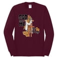 thumbnail image 2 of Wild Bobby God Made Me This Way Cross with Sunflowers Inspirational/Christian Men Long Sleeve Shirt, Maroon, Small, 2 of 6