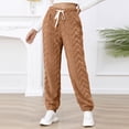 thumbnail image 4 of Ladies Plush Warm Thermal Pants Lace-up High Waist Jogger Trousers Pockets Fluffy Fleece Sweatpants Pajama Bottoms (XX-Large, Brown), 4 of 6