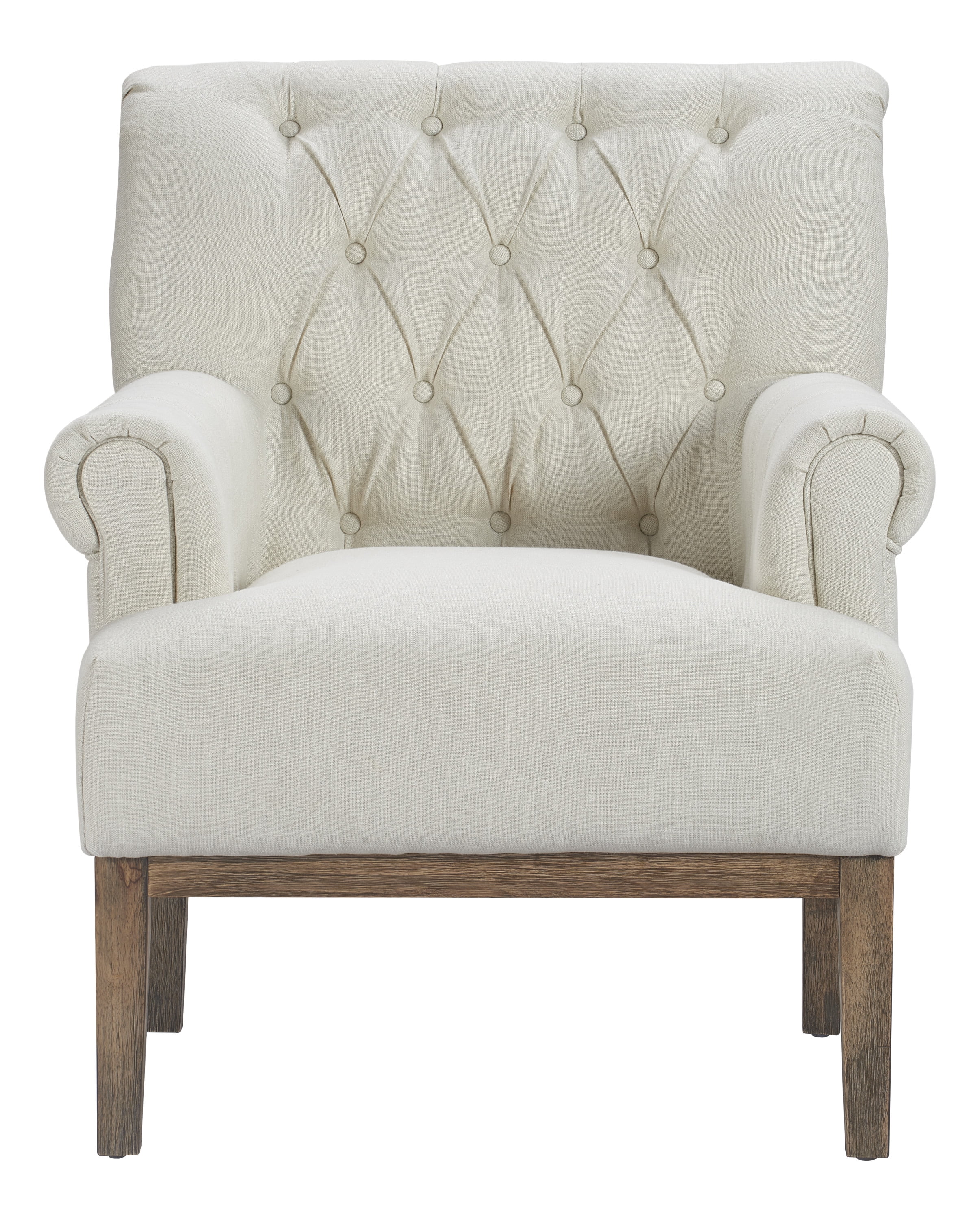 Finch Westport Tufted Upholstered Accent Chair with Wooden Legs, Ivory