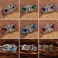 thumbnail image 2 of GKNET Retro Owl Ring Open Adjustable Finger Ring Charm Women Men Party Couple Jewelry-#7 Owl:Green, 2 of 9