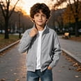 thumbnail image 2 of JZEJING Boys Fall Jacket Stand Collar Long Sleeve Lightweight Zip up Coat with Pocket Kids Clothes Boys, 2 of 6