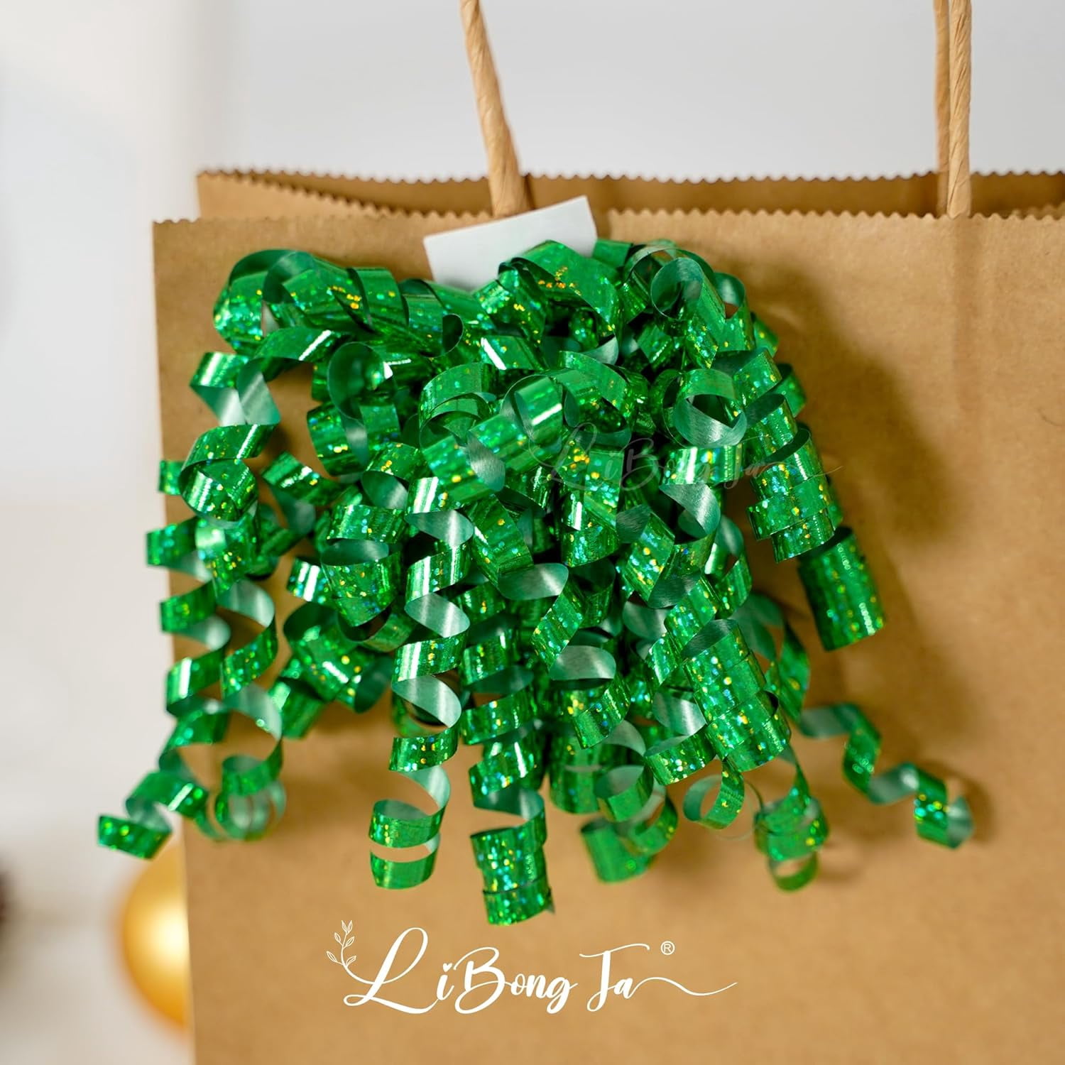 12 PCs Green Bows for Gift Wrapping 5 Inch Self Adhesive Curly Ribbon Bow for Party Favor, Gift Wrap Accessory, Metallic Christmas Bows, Premade Bows for Presents, Wine Bottles, Baskets