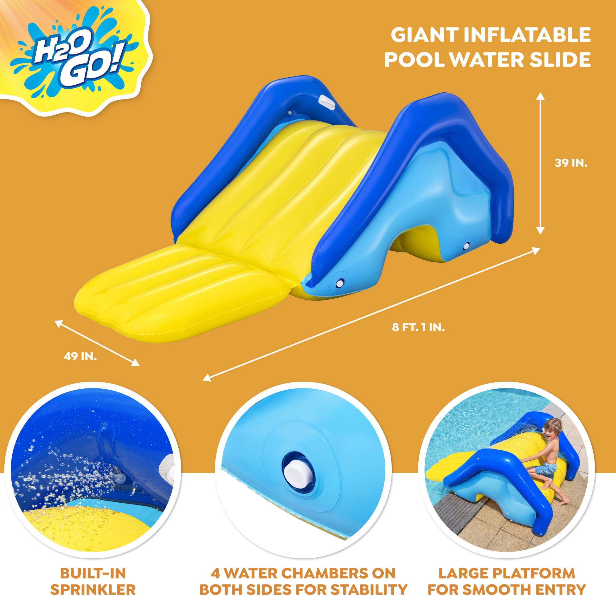 Bestway H2OGO! Giant Inflatable Outdoor Pool Water Slide with Built-In Sprinkler, 2 Pack