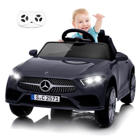 Bopilon Kids Electric Ride on Car with Remote Control, 12V Licensed Mercedes Benz Kids Car Battery Powered Electric Vehicles Toy Car, Adjustable Speed, Safety Belt, Music&LED Lights(Black)