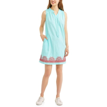 Chain Print Dress - Women's Printed Hem Knit Dress