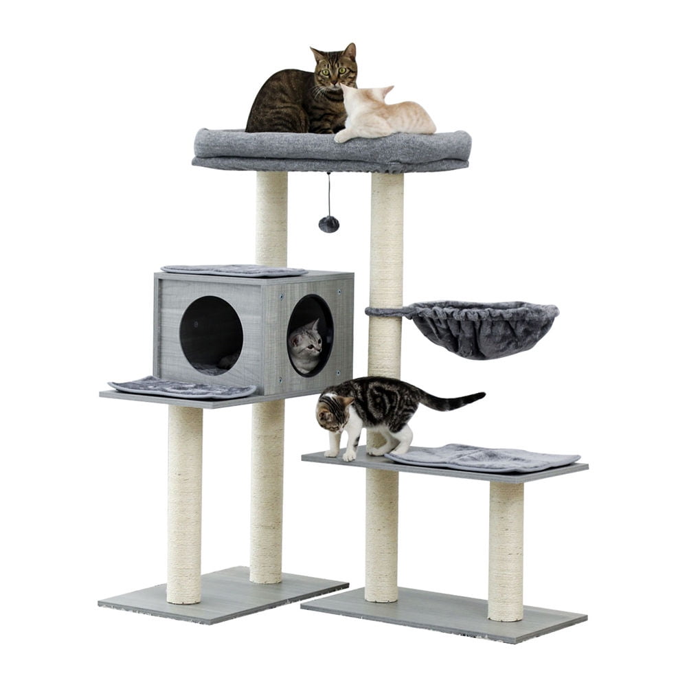 43 Inches Cat Tree 5 Tiers Plush Fur Cat Tower with Condo and Scratching Post Cat Tree Tower