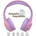 thumbnail image 3 of Riwbox Baosilon CB-7S Cat Kids Headphones Wireless/Wired with Mic, Light Up Bluetooth Headphones Over Ear Volume Limited Safe 75/85/95dB with TF-Card, Children Headphones for School(Purple&Pink), 3 of 8