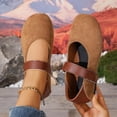 thumbnail image 2 of FRSASU Women's Fashionable Suede Mary Jane Ballet Flats with Strap, Casual Comfortable Breathable Square Toe Walking Shoes Brown, 2 of 9