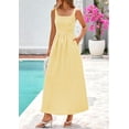 thumbnail image 4 of PRETTYGARDEN Women's Summer Spaghetti Strap Maxi Dresses Plaid Square Neck A Line Casual Beach Vacation Long Sundress, 4 of 8