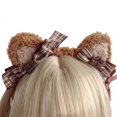 thumbnail image 1 of Cute Animals Bowknots Durable Hair Hoop Women Kitten Ear Shape Makeup Shower Headband for Washing Face Hair Accessories Brown chocolate cat, 1 of 4