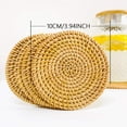 thumbnail image 2 of Rattan Coaster Drink 4 Piece Set 3.94 Inch Coaster, 2 of 5