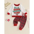 thumbnail image 4 of Baby Toddler Boys Girls 2Pcs Christmas Outfits 6 12 18 24 Months 2T 3T 4T Long Sleeve Round Neck Sweatshirt and Plaid Pants Set Winter Clothes, 4 of 9