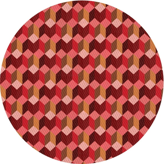 Ahgly Company Indoor Round Patterned Shocking Orange Area Rugs, 3' Round