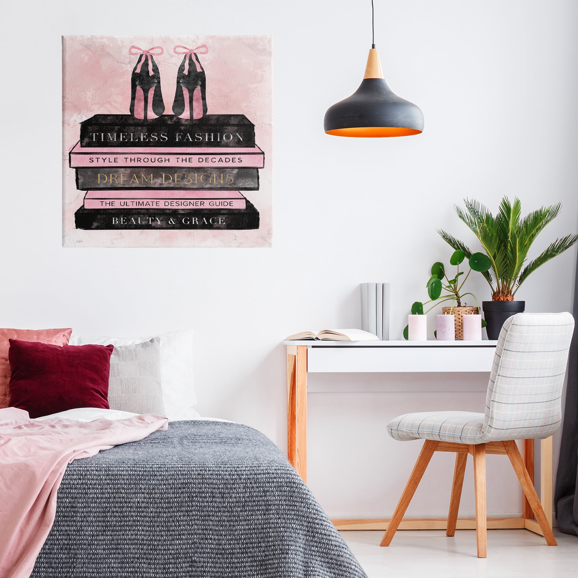 Stupell Industries Blush Fashion Book Stack Canvas Wall Art, design by Natalie Carpentieri