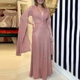 thumbnail image 2 of HJYCHN Elegant Sequin Beaded Evening Gown with Long Sleeves and V-Neck for Wedding Guest formal Occasions Pink XL, 2 of 6