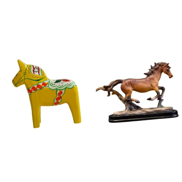 Figura de escritorio,Estatua de caballo tradicional sueca hecha a mano,Figura de caballo,Escultura de figura de caballo en miniatura coleccionable,Estatua de animal de adorno de caballo de