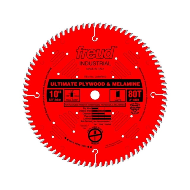 Hoja de sierra Freud LU80R010 de 10" para contrachapado y melamina, 80 dientes