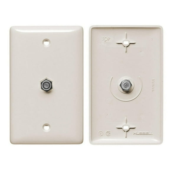 Hubbell NS751LA 1-Gang Coaxial Cable Wall Plate, Midsize, Light Almond
