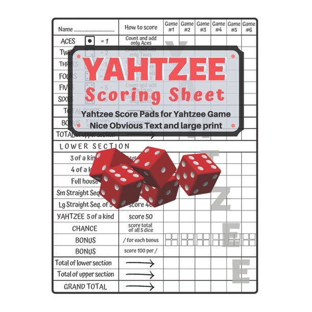 yahtzee scoring sheet v 2 yahtzee score pads for yahtzee game nice obvious text and large print yahtzee score card 8 5 by 11 inchv paperback walmart com