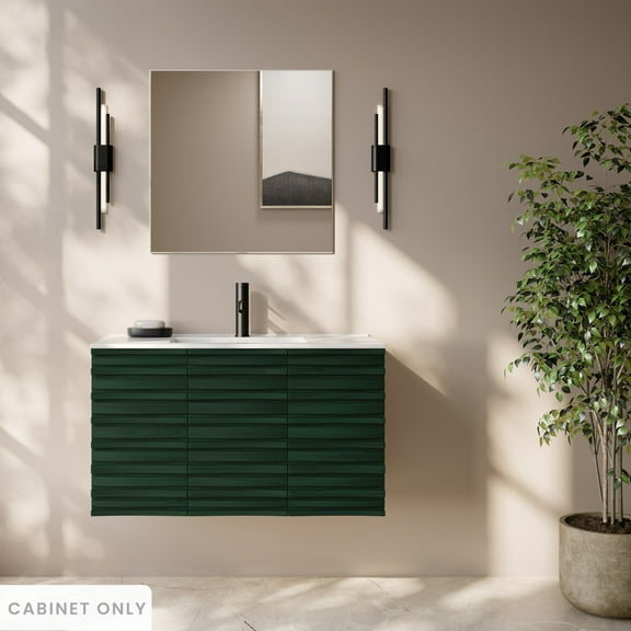 Cascade 36" Wall-Mounted Bathroom Vanity Cabinet without Top in Green Oak