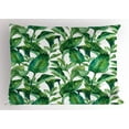 thumbnail image 1 of Leaf Pillow Sham Romantic Holiday Island Hawaiian Banana Trees Watercolored Image, Decorative Standard King Size Printed Pillowcase, 36 X 20 Inches, Dark Green and Forest Green, by Ambesonne, 1 of 2
