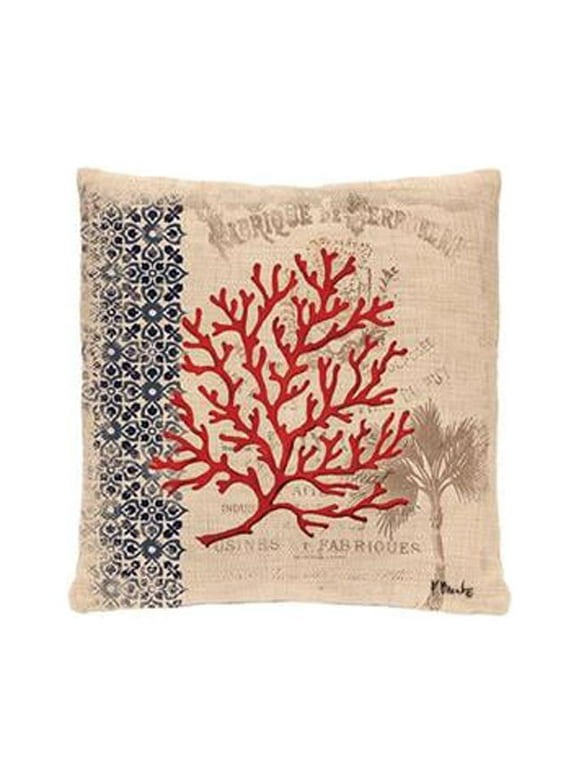 18 x 18 in. Coral Coast Palm Tree Pillow Cover - Natural
