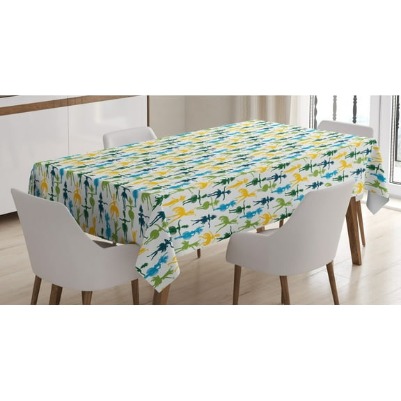 Carnival Tablecloth, Pattern of Beautiful Dancing Ladies in Various Colors of Brazil Joyous Theme, Rectangular Table Cover for Dining Room Kitchen, 60" X 90",Multicolor, by Ambesonne