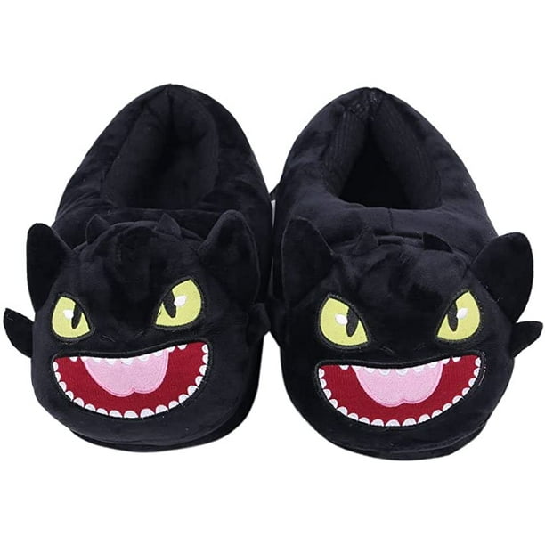 Pantuflas cálidas de invierno para interiores, acogedoras y suaves, divertidas pantuflas de gatito y dragón de dibujos animados, para adultos, niños, adolescentes, pantuflas cálidas para el hogar Rojo Verde MX-0132576FYD