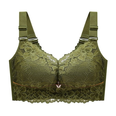 

RYRJJ Sexy Push Up Lace Floral Bralette Bras for Women s Unlined T Shirt Bra Minimizer Full Coverage Non Padded Everyday Bras(Army Green 4XL)