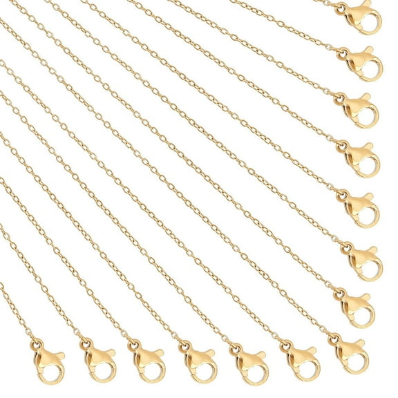 20pc 20 Strands 18 inch Stainless Steel Cable Chain Necklaces with Lobster Clasps for Necklace Jewelry Making Golden