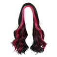 thumbnail image 3 of Fibra de alta temperatura, larga, rizada, de aspecto realista y resistente al calor, con gorro de malla. Destacado rojo rosa, 3 of 9