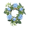 thumbnail image 4 of Dserhfy Mini Artificial Wreath Candle Ring Realistic Faux Rose Garland with Plastic Base Candle Wine Decoration Weddings Party Dining Table Centerpiece, 4 of 7