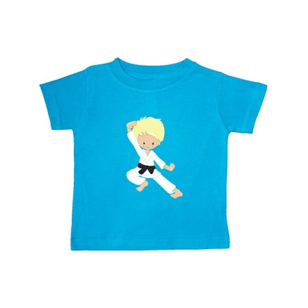 

Inktastic Cute Boy Blond Hair Black Belt Karate Pose Gift Baby Boy T-Shirt