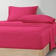 thumbnail image 2 of Short Alaskan King Size Egyptian Cotton Family King Sheet Set Premium 800 TC Super Soft Family King Bed Sheets Hot Pink Solid 12 Inch Deep Pocket 4PC- 1 Flat Sheet, 1 Fitted Sheet & 2 Pillowcase, 2 of 7