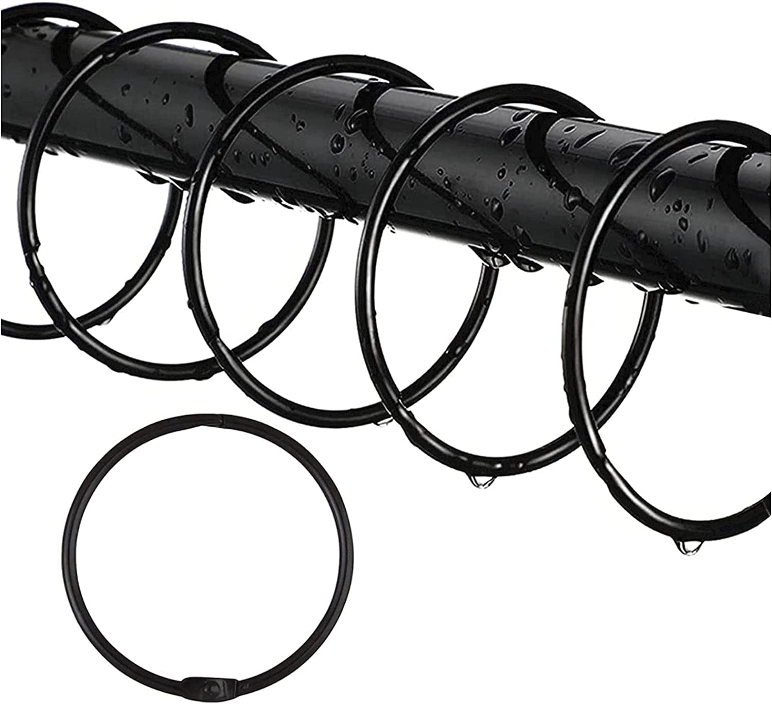 12 PCS Shower Curtain Rings Hooks, Rustproof Shower Curtain Hooks for ...