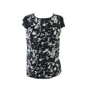 Kensie Womens Black Cap-Sleeve Lace-Back Bouquet Top XS