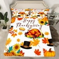 thumbnail image 2 of Homewish Botanical Sunflower Pumpkin 4 Pieces Queen Sheet Sets For Teens Boys Girls,Happy Autumn Harvest Ultra Soft Flat Sheet,Happy Thanksgiving Day Queen Fitted Sheet,Lightweight Room Decor, 2 of 7